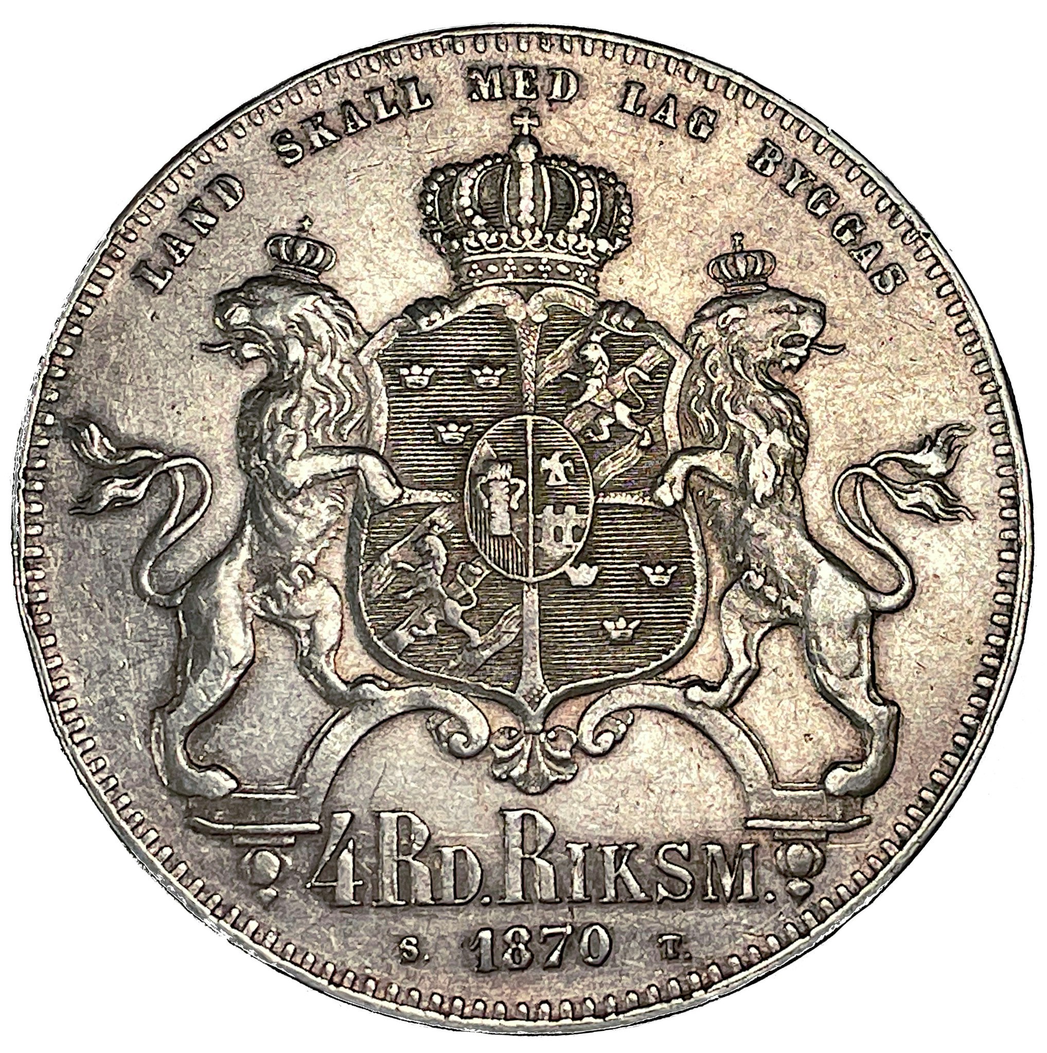 Karl XV, 4 Riksdaler riksmynt 1870