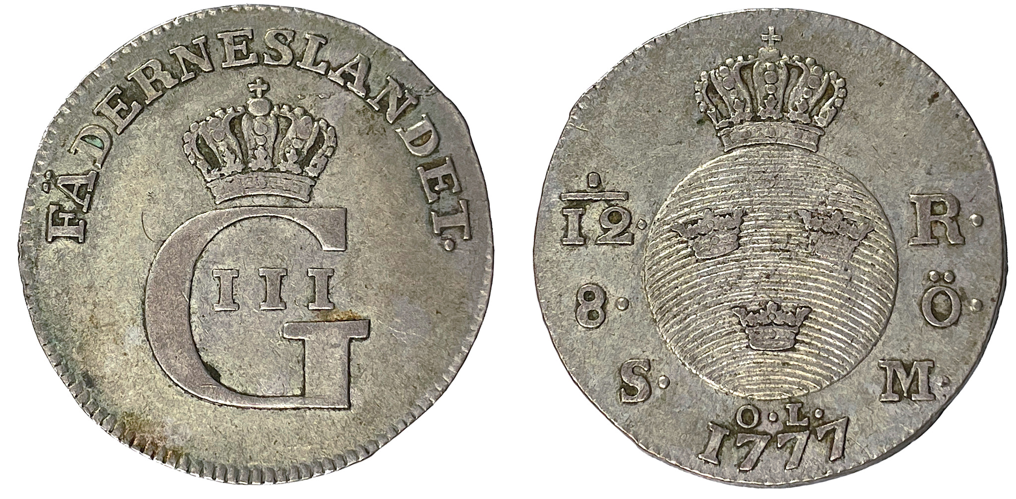 Gustav III, 1/12 Riksdaler 1777 - Trevligt exemplar