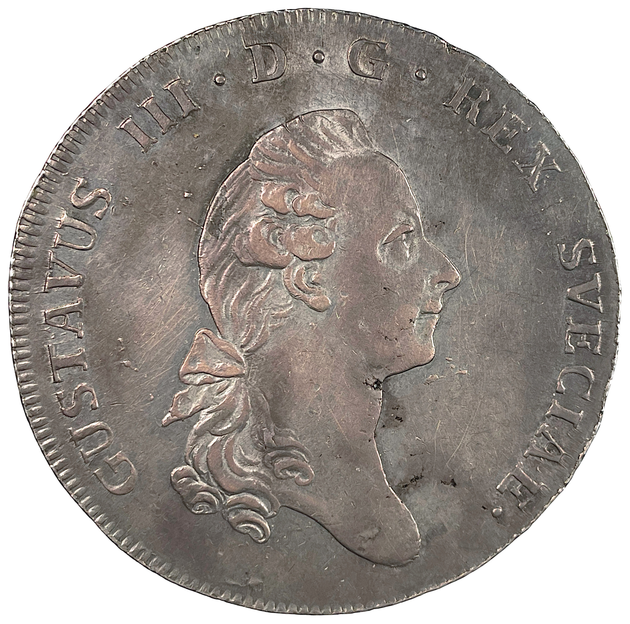 Gustav III, Riksdaler 1777, skarpt och tilltalande exemplar