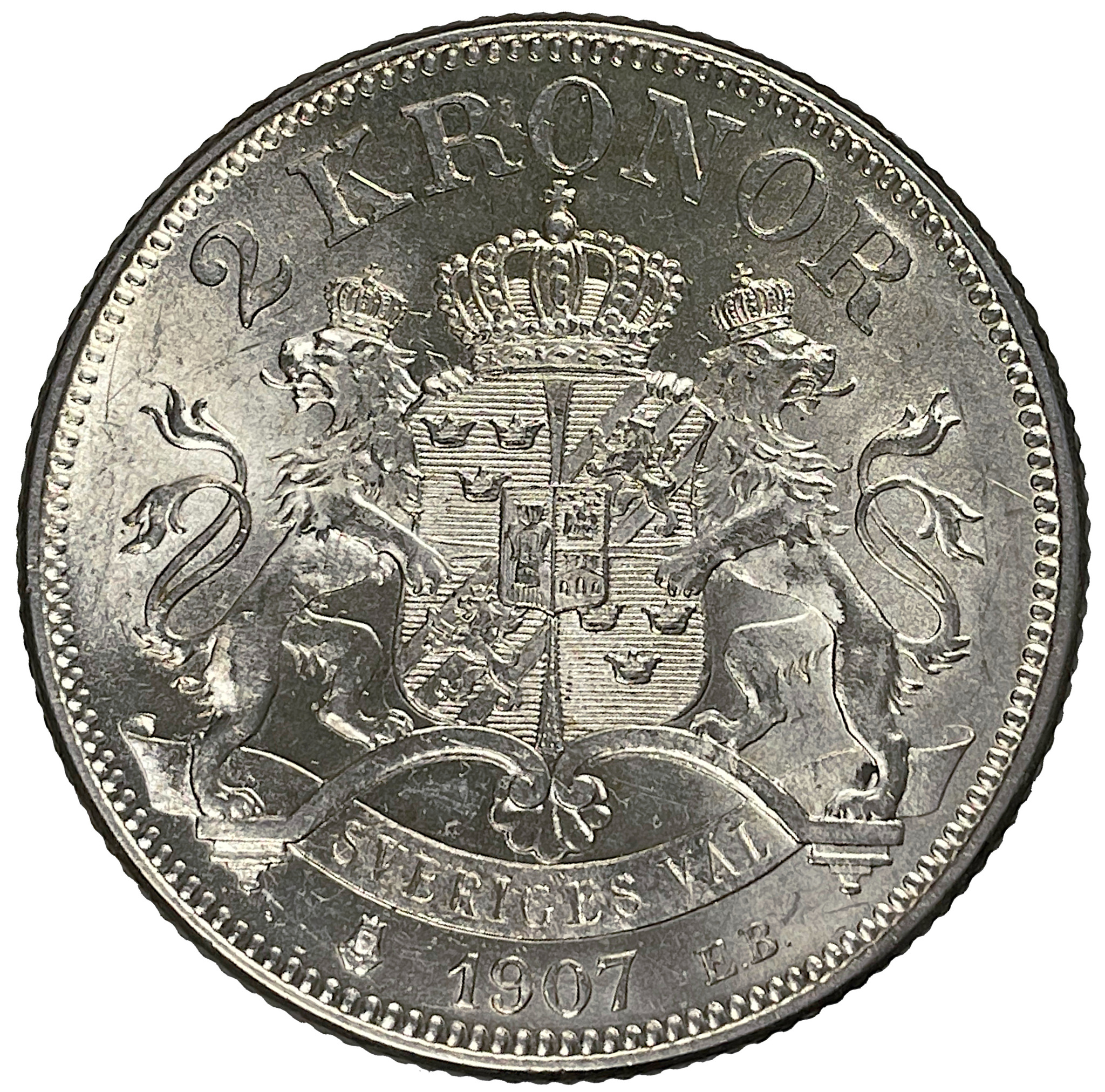 Oskar II, 2 Kronor 1907 - Vackert exemplar