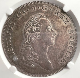 Gustav III, Riksdaler 1781 - NGC AU58 - Vackert exemplar