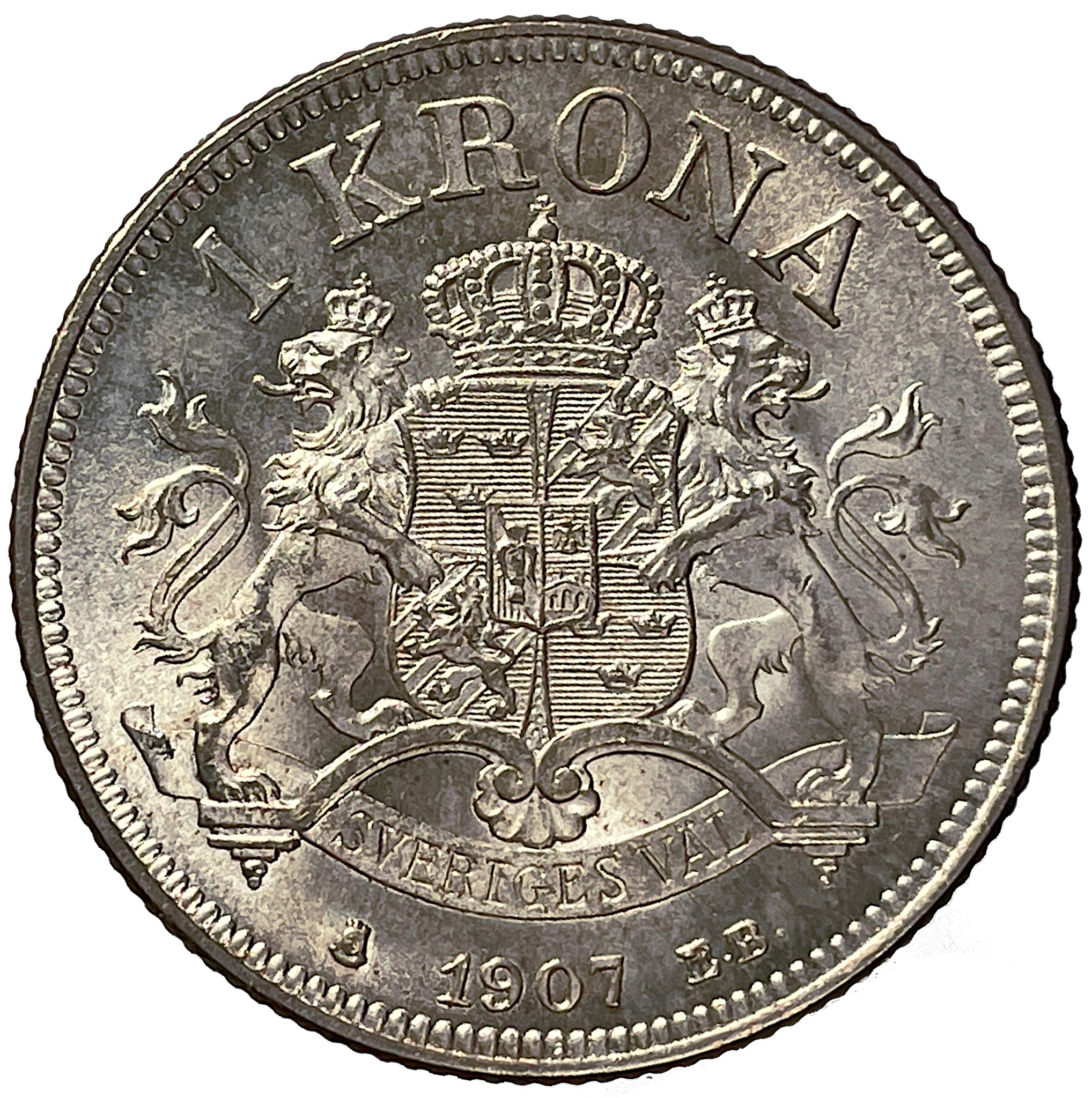 Oskar II, 1 Krona 1907 - Vackert exemplar