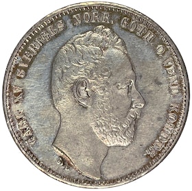 Karl XV, 1 Riksdaler riksmynt 1871 på 61 - Mycket vackert exemplar