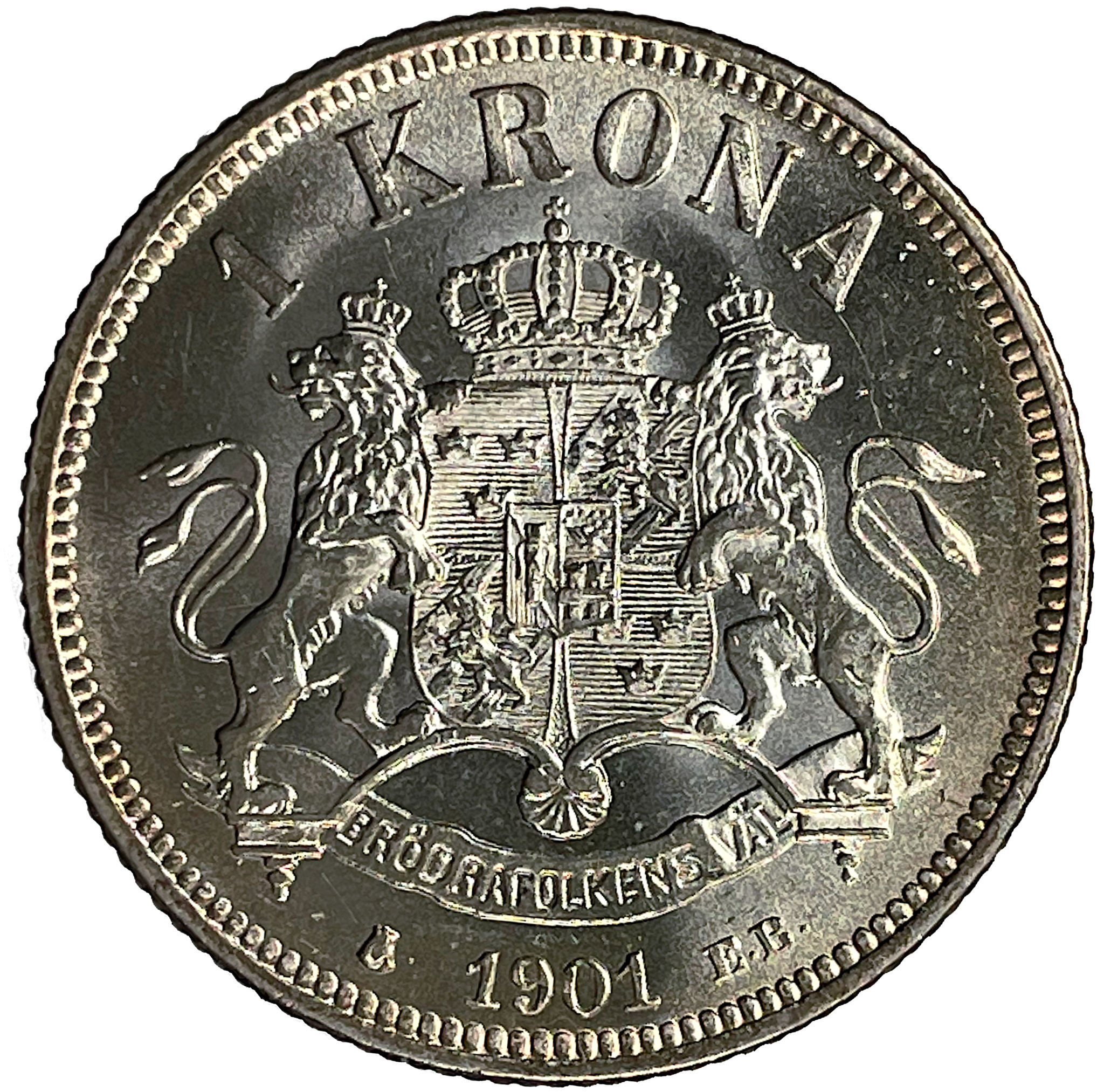 Oskar II - 1 Krona 1901 - Ett vackert ocirkulerat exemplar