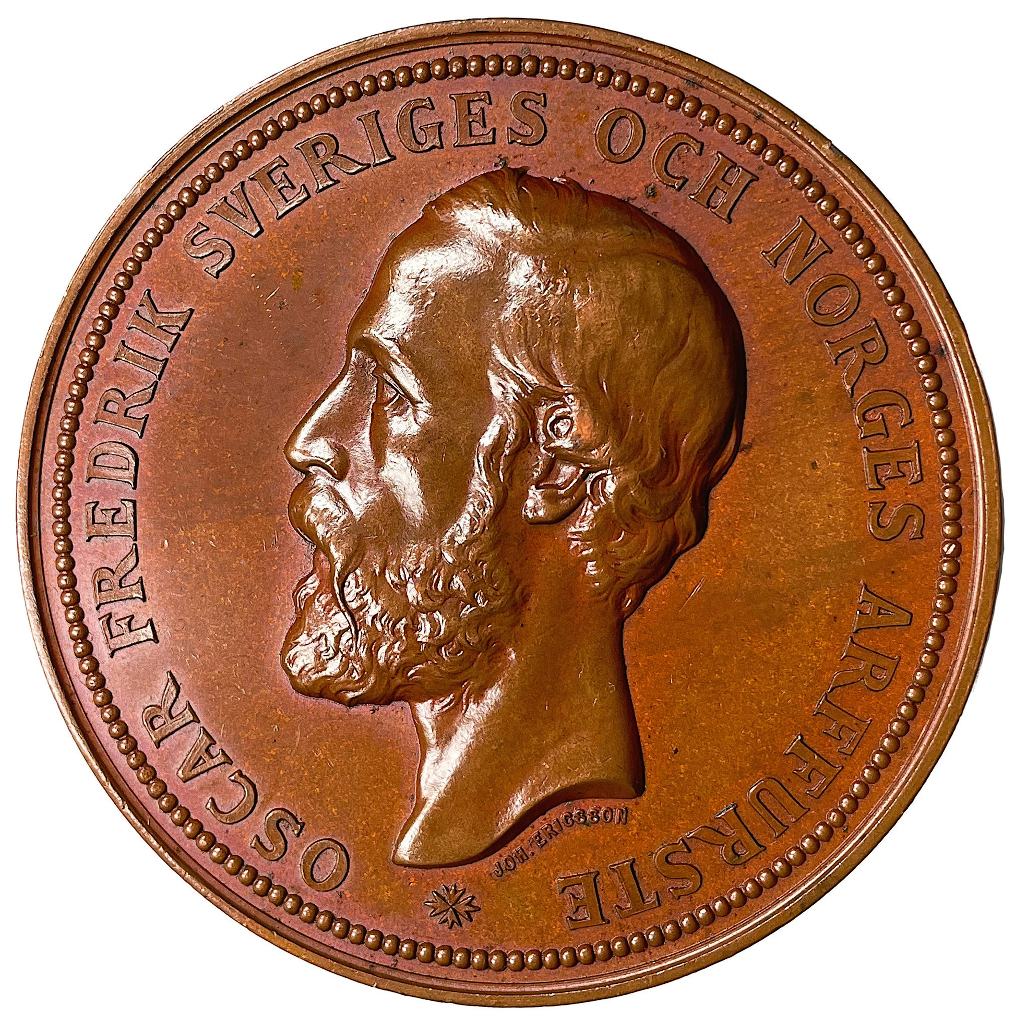 Hertik Oskar (II) som ordförande i kungliga centralkommitén för allmänna industri- och konstutställningen i Stockholm 1866 av John Ericsson
