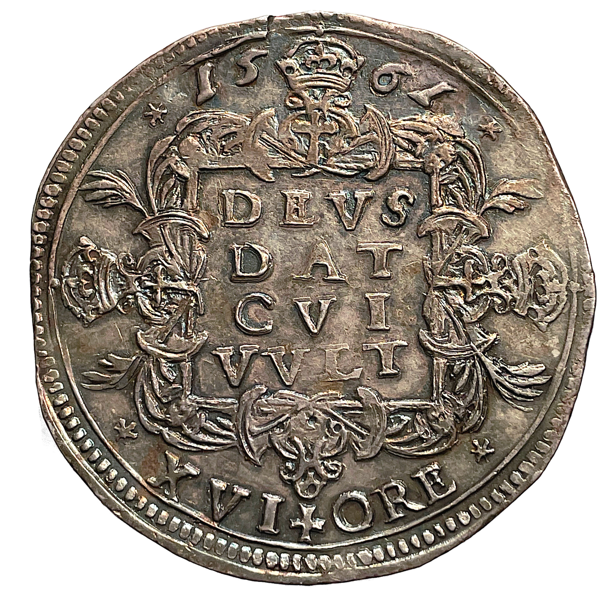 Erik XIV, 2 Mark/16 Öre 156(1) - Ett härligt exemplar med livfull blåskimrande patina och med fullt bevarad präglingsglans