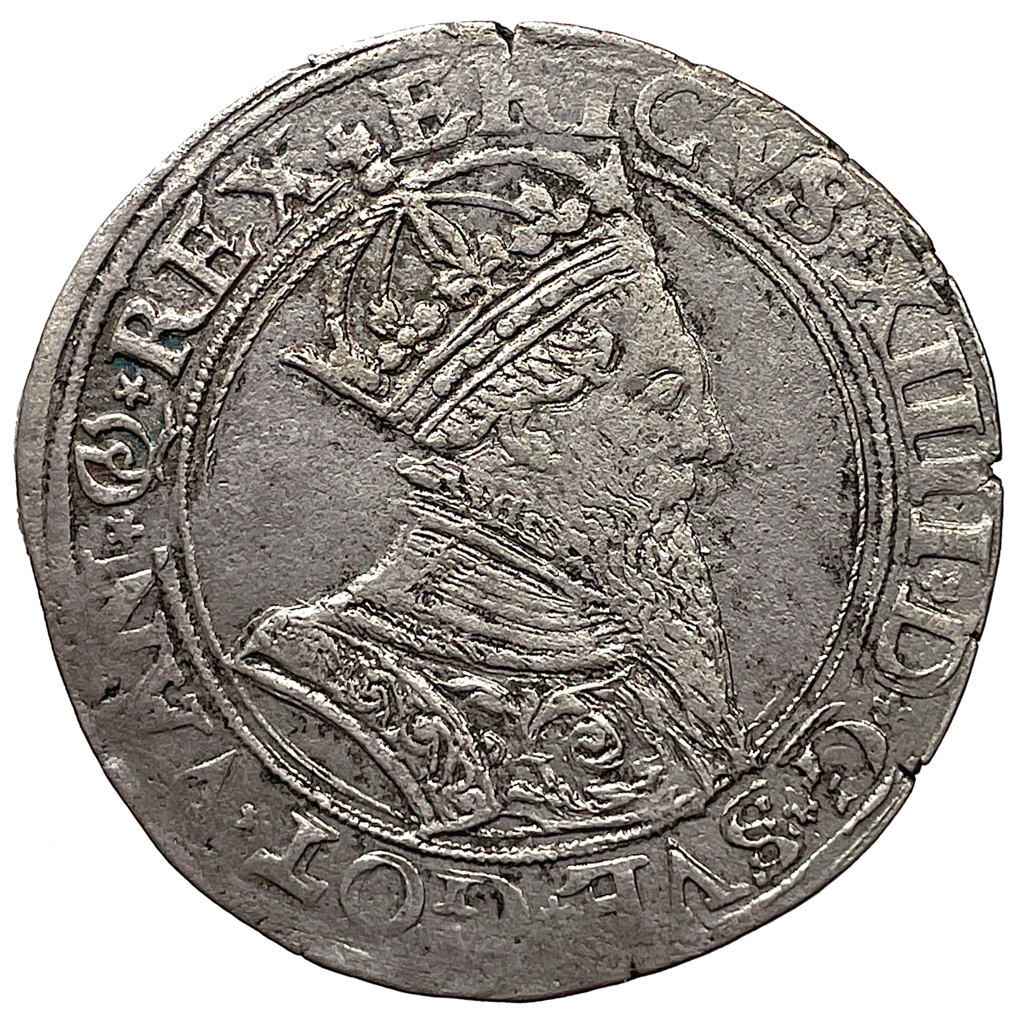 Erik XIV - 1 Mark 1564 - Krona med 5 kronbågar - Ett mynt med härligt metallisk plants