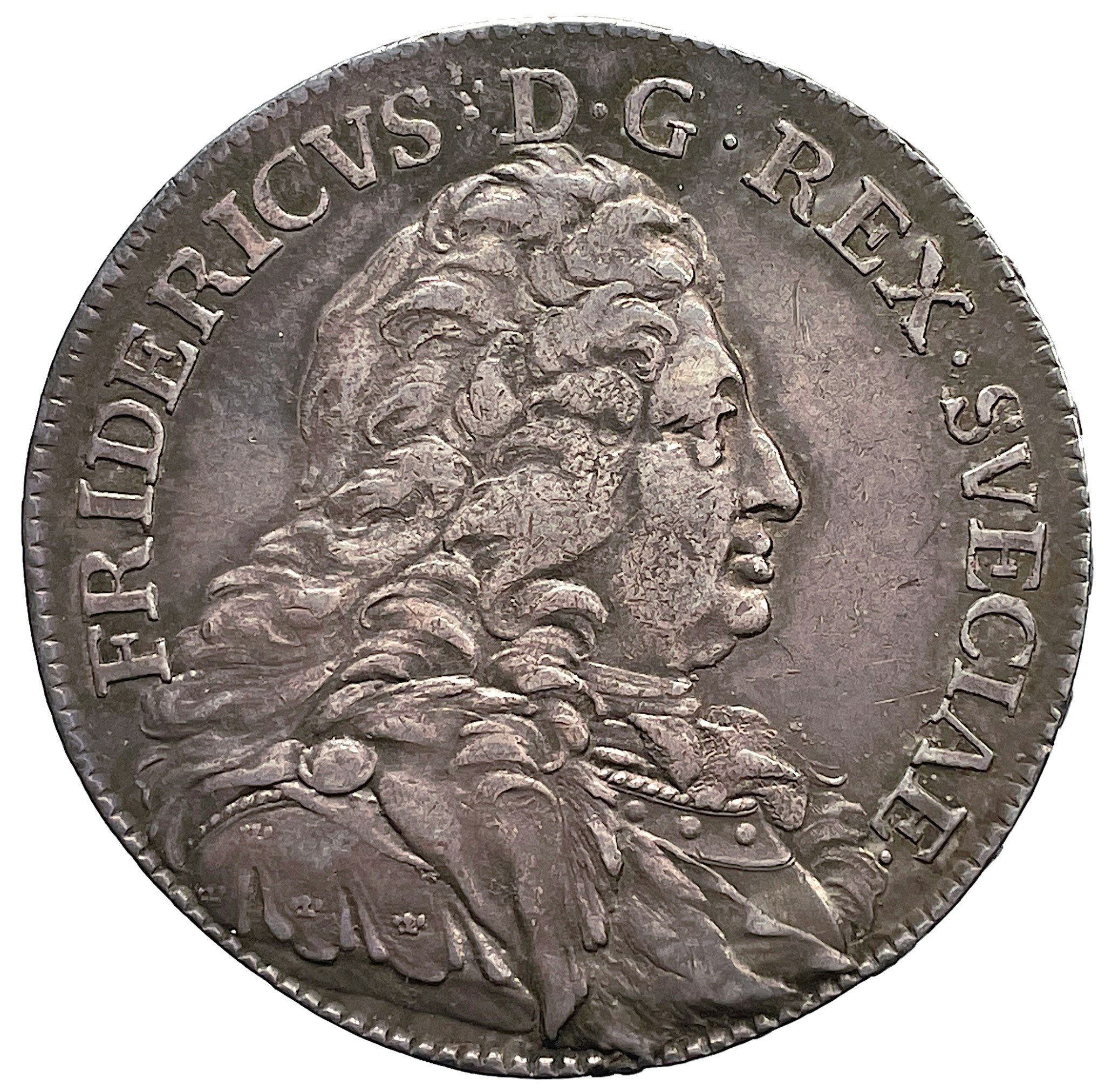 Fredrik I - 1/2 Riksdaler 1750 - Sällsynt typmynt med vacker patina