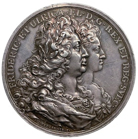 Fredrik I & Ulrika Eleonora Kungahusets ära 1723 av Johann Carl Hedlinger