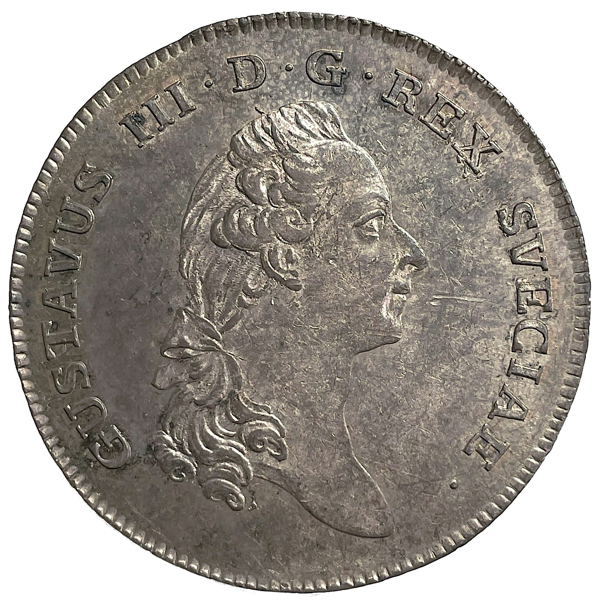 Gustav III - Riksdaler 1781 med 1775-års bild - Ett vackert tekniskt ocirkulerat och väl utpräglat exemplar med full skimrande präglingsglans