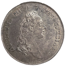 Gustav III - Riksdaler 1781 med 1775-års bild - Ett vackert tekniskt ocirkulerat och väl utpräglat exemplar med full skimrande präglingsglans