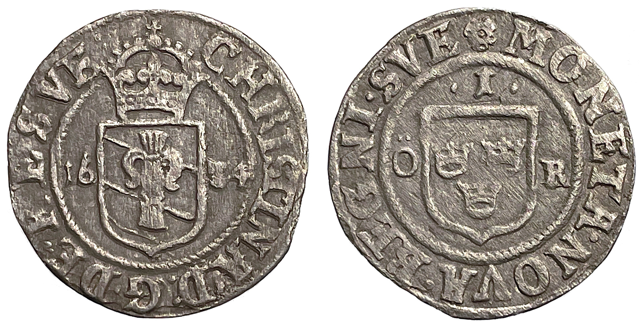 Kristina - 1 Öre 1634 - Ett ovanligt tilltalande exemplar