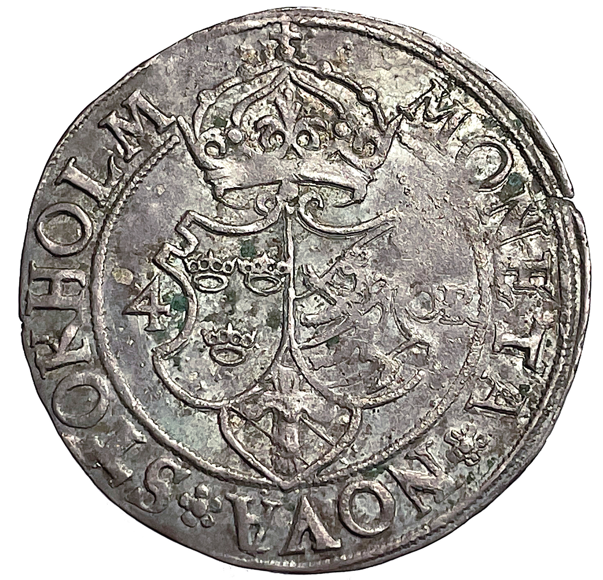 Johan III, Stockholm, 4 Öre 1575 - En sällsynt mynttyp i ovanligt vackert skick och bra bottenglans