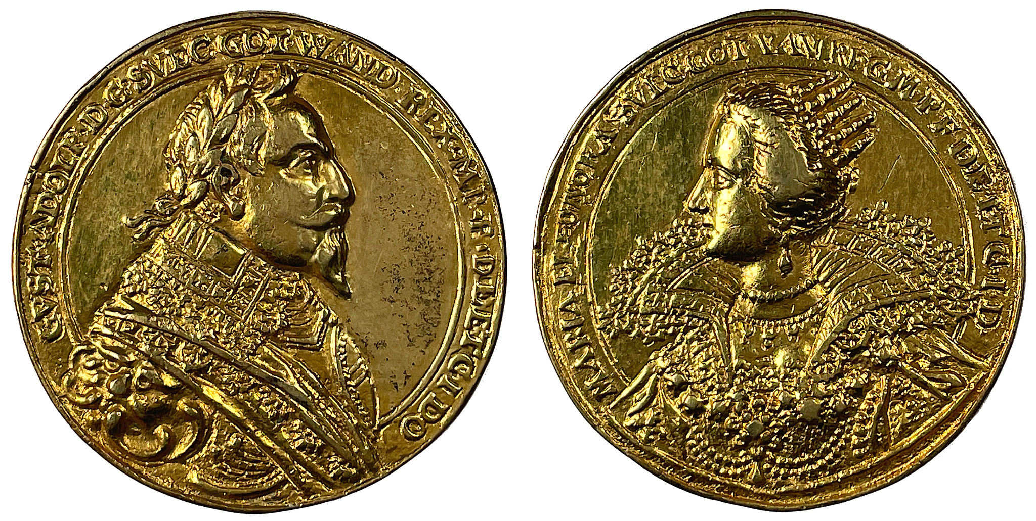 Minnespenning över konungaparet Gustav II Adolf och Maria Eleonora 1620-talet - Ex. Crona 1937:175
