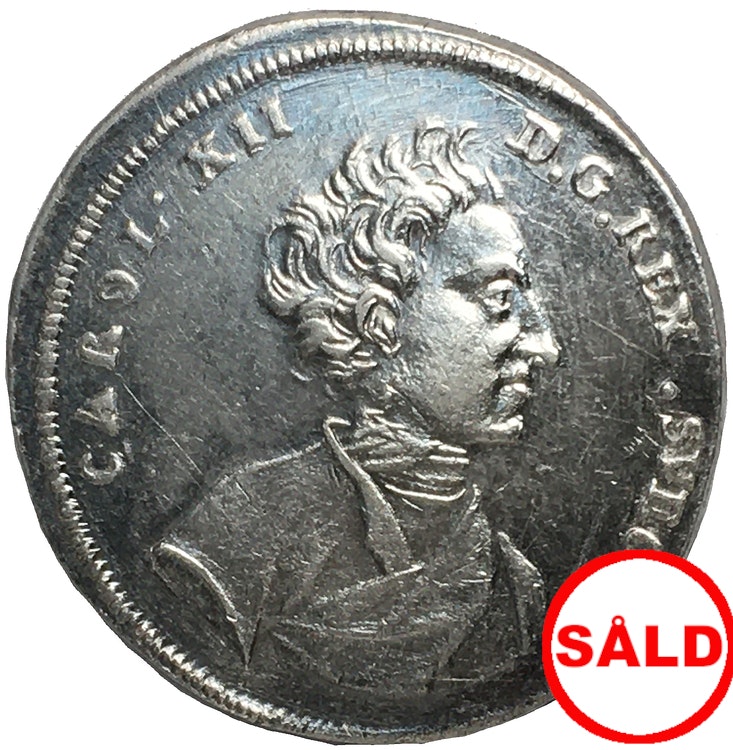 Karl XII, Stralsund, Dukat 1715 - AVSLAG I SILVER - SÄLLSYNT