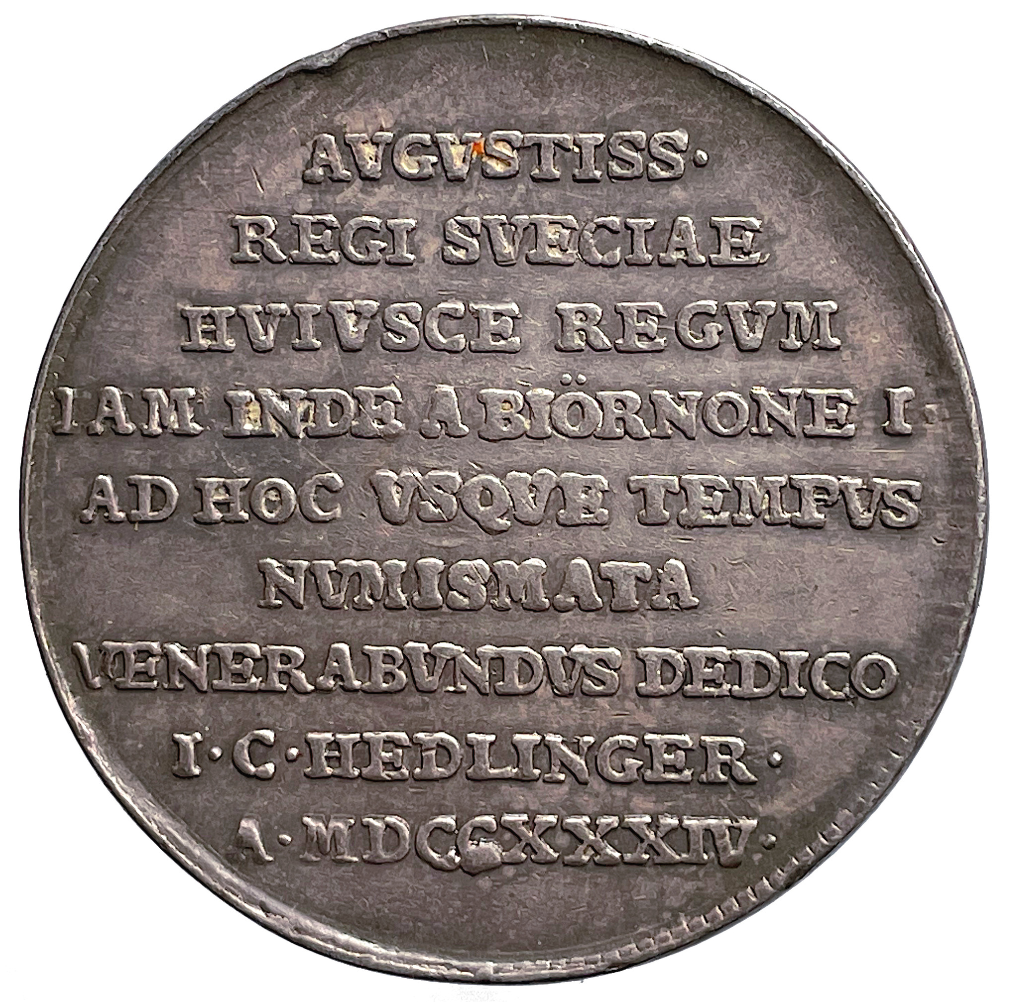Hedlingers regentlängd - Dedikationsmedaljen av Johan Carl Hedlinger