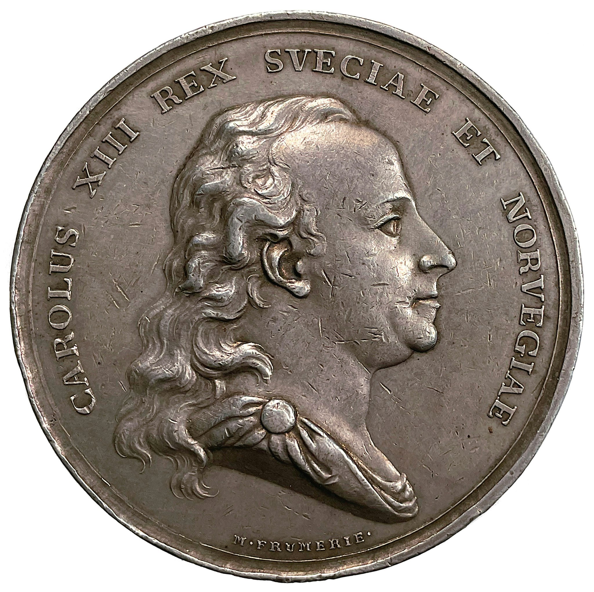 Konungens död i Stockholm den 5 februari och begravning i Riddarholmskyrkan den 20 mars 1818 av Mauritz Frumerie