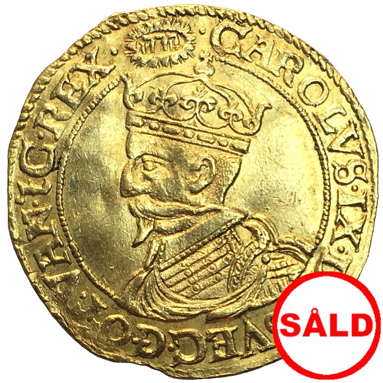 Sverige, Karl IX, Guldmynt 16 Mark 1608 - Det i särklass bäst bevarade av 4 kända exemplar - RRR