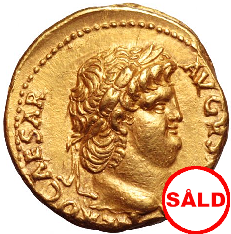 Romerska Riket, Nero 54-69 e.Kr. Aureus i guld - Vackert porträtt