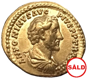Antoninus Pius 138-161 e.Kr. Vacker aureus i guld med full närmast full präglingsglans