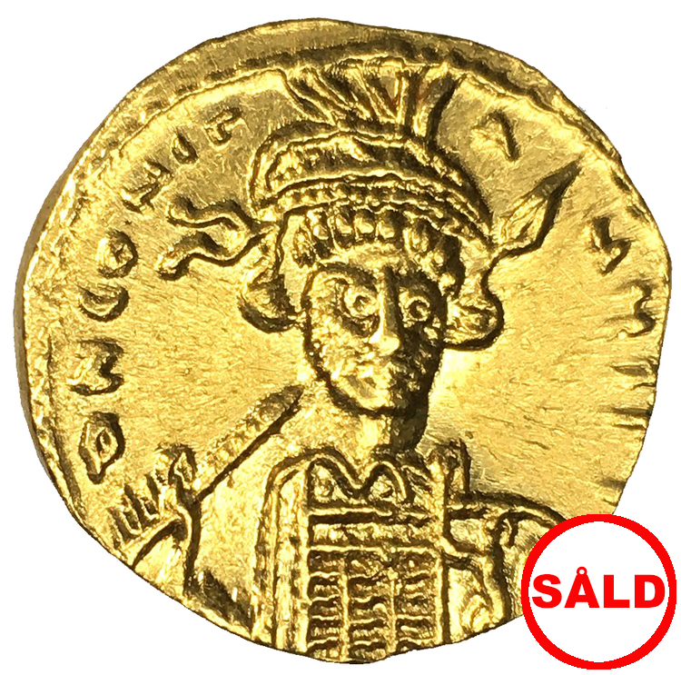 Bysantinska Riket, Constantine IV Pogonatus, med Heraclius & Tiberius, 668-685 e.Kr. Solidus i guld - VACKERT EXEMPLAR
