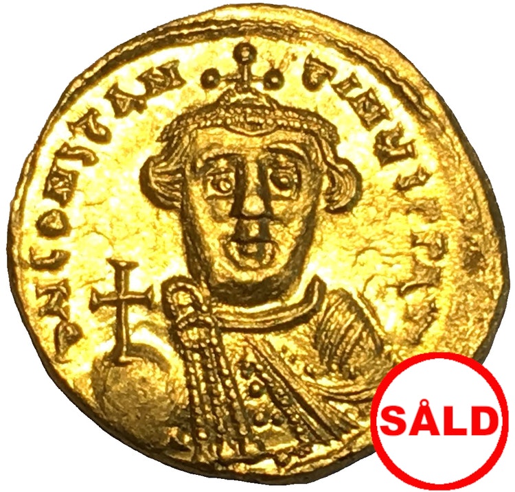 Bysantinska riket, Constans II 641-668 e.Kr, Guldsolidus - OCIRKULERAT EXEMPLAR