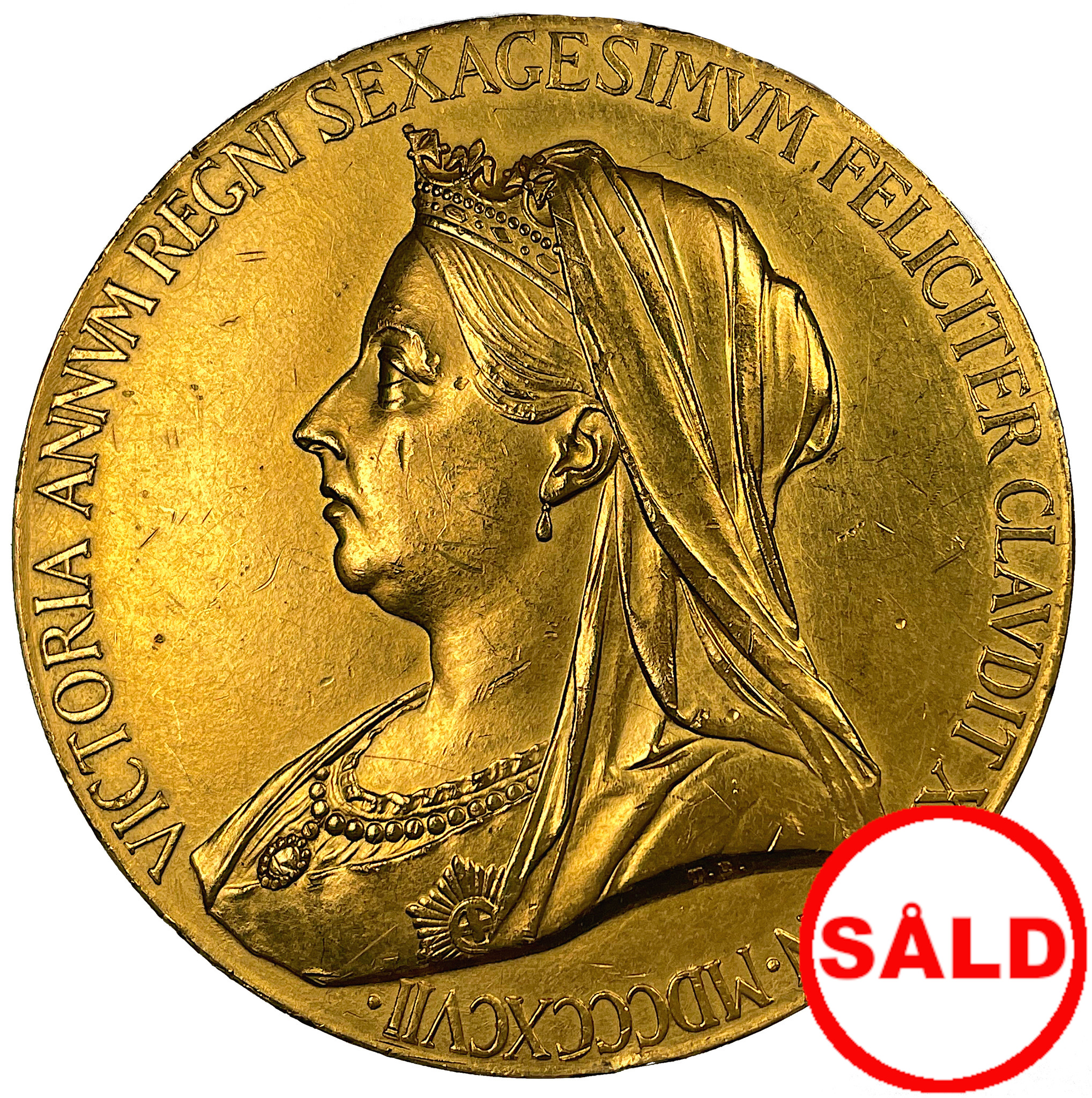 Drottning Viktorias 60-års diamant jubileum 1837-1897 - Massiv guldmedalj