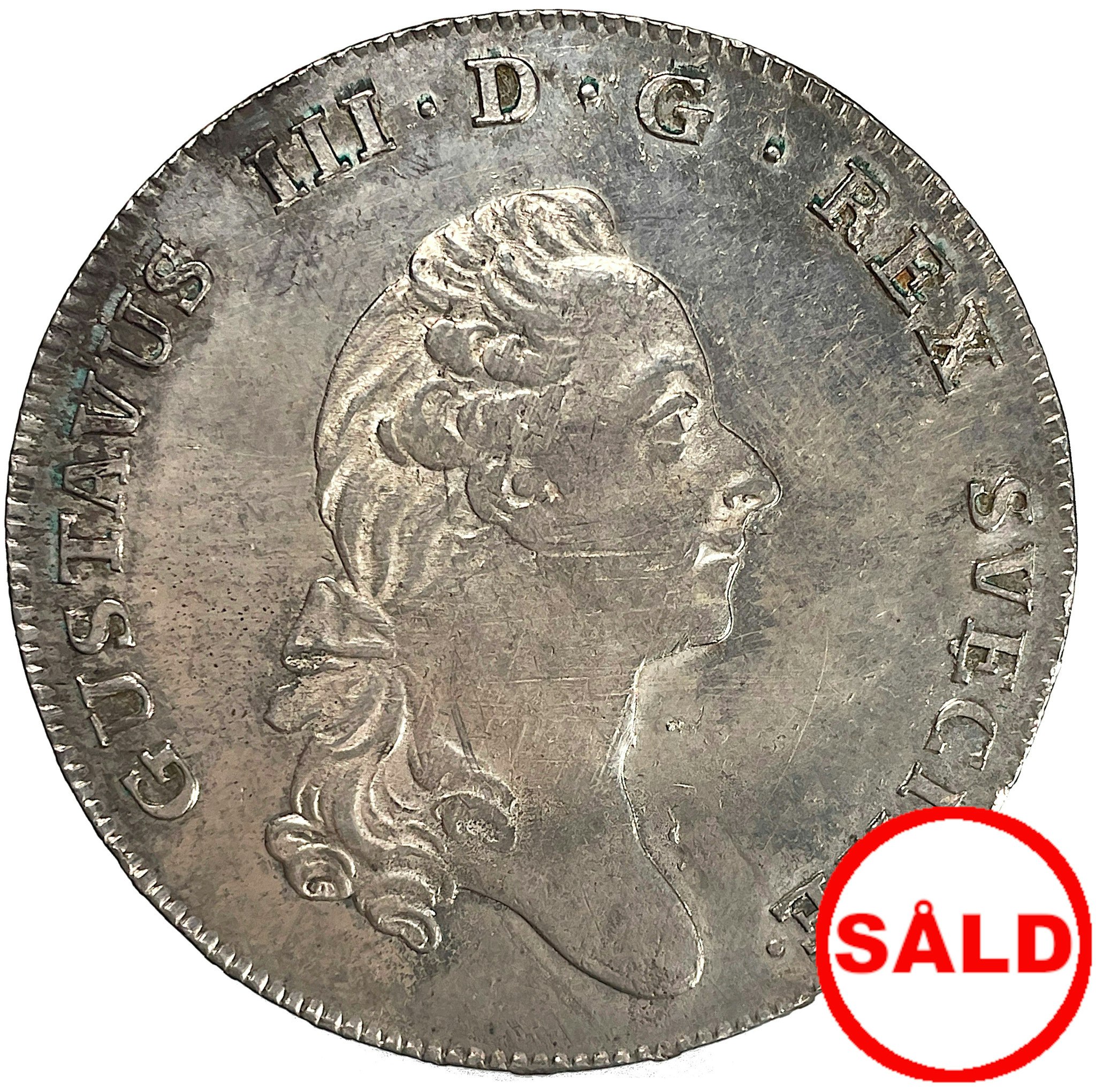 Gustav III, Riksdaler 1781/79 med 1781-års bild  RAR - 13 ex i privat ägo