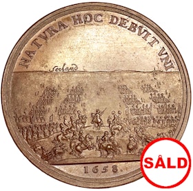Karl X Gustav, Medalj 1658 - Tåget över stora Bält - OCIRKULERAT PRAKTEXEMPLAR - MYCKET SÄLLSYNT av Arvid Karlsteen
