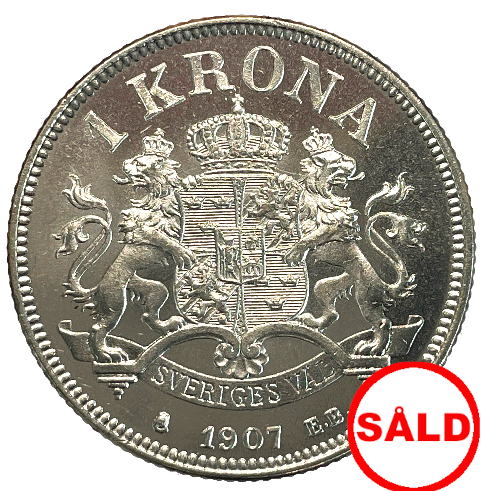 Oskar II - 1 Krona 1907 - Vackert ocirkulerat exemplar
