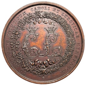 Sverige, Kronprins Karls (XV) giftermål med Lovisa den 19 juni 1850 av Per Henrik Lundgren - RR i brons