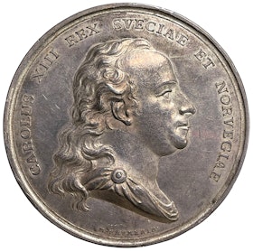 Karl XIII:s död i Stockholm den 5 februari och begravning i Riddarholmskyrkan den 20 mars 1818 av Mauritz Frumerie - Ett vackert exemplar