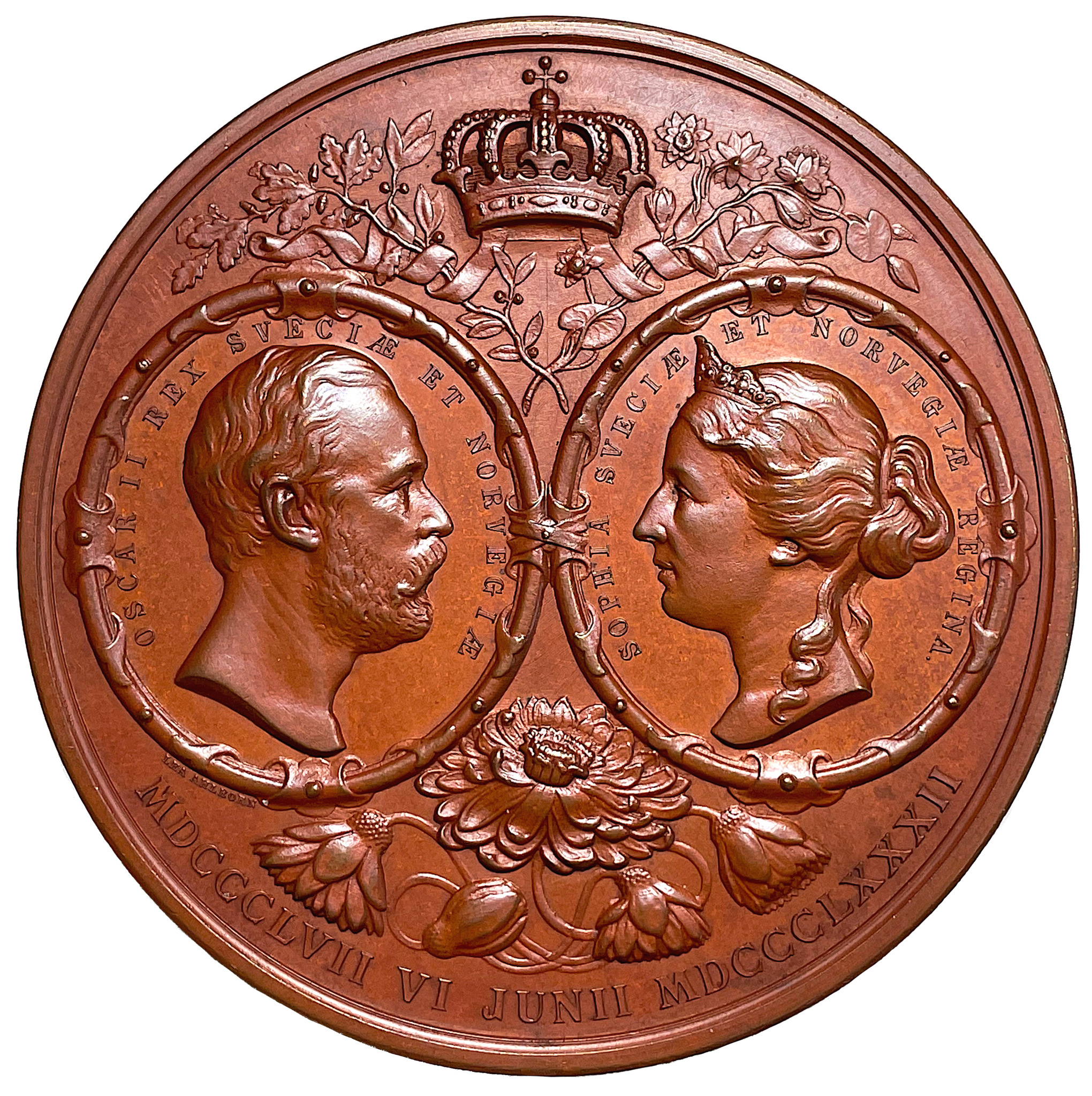 Oskar II och Sophia, Silverbröllopet 1857-1882 med Neptunus stående av Lea Ahlborn - SÄLLSYNT