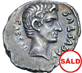 Augustus 27 f.Kr-14 e.Kr - Denar - Underbart skarpt porträtt - Sällsynt mynttyp