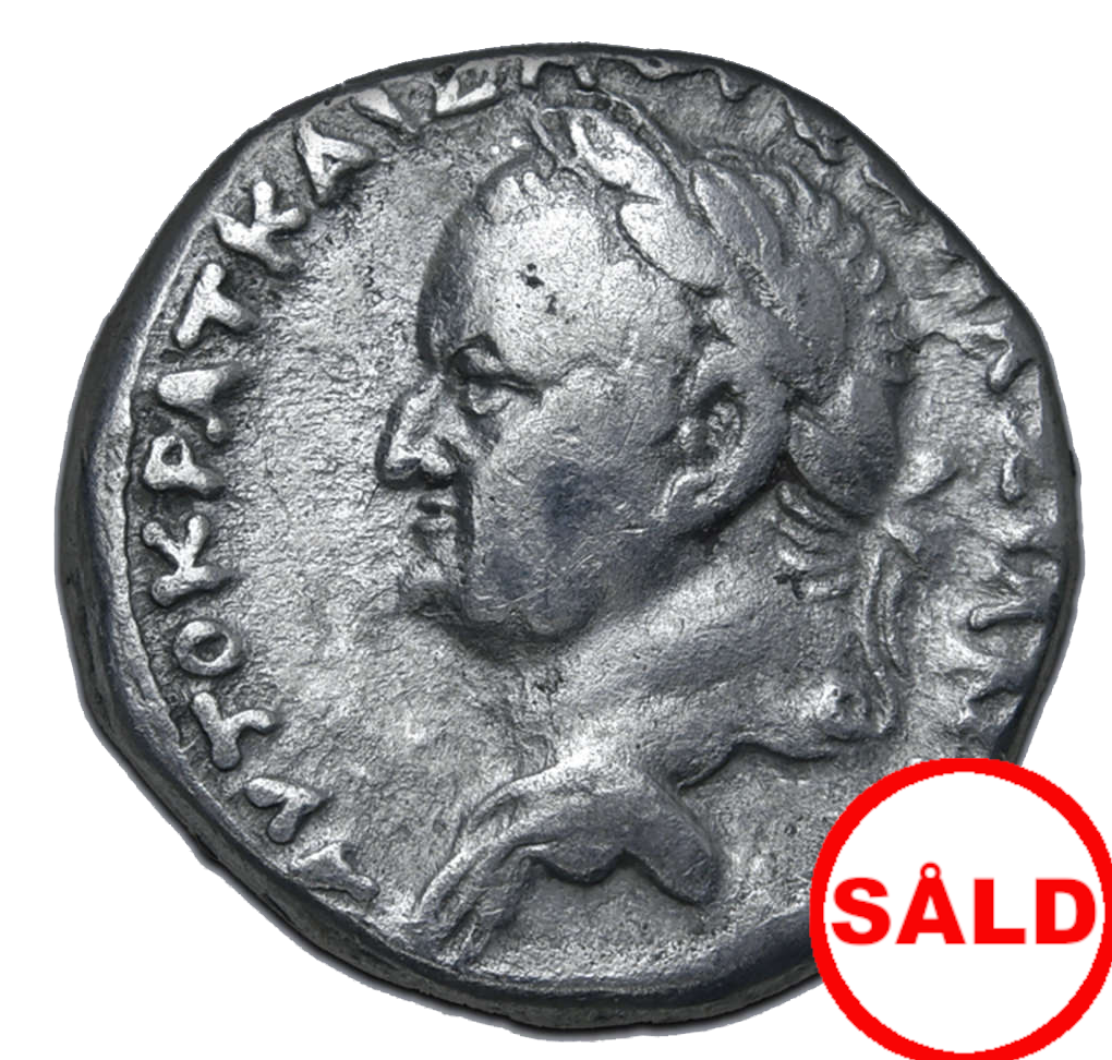 Vespasianus med sin son Titus - Tetradrachm präglad i Antiokia, Seleukis & Piera - Ovanligt bra för typen - SÄLLSYNT