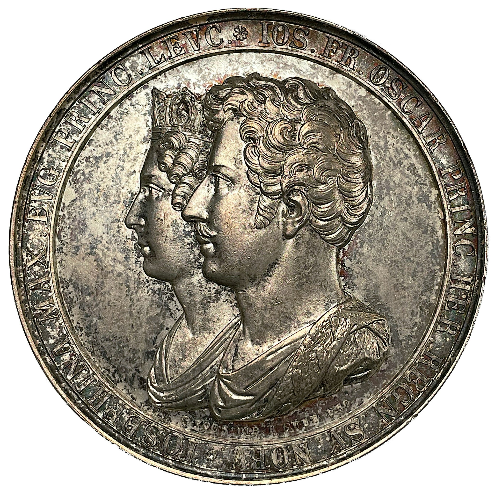 Giftermålet mellan kronprins Oskar och Josephina av Leuchtenberg i Stockholm den 19 juni 1823 av Heinrich Gube - PRAKTEXEMPLAR och MYCKET SÄLLSYNT - RR