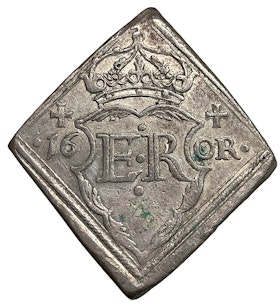 Erik XIV - Gråmunkeholmens myntverk - 16 Öre klipping 1563 - Välpräglad på stort fint ämne - Ex. Ottar Ertzeid