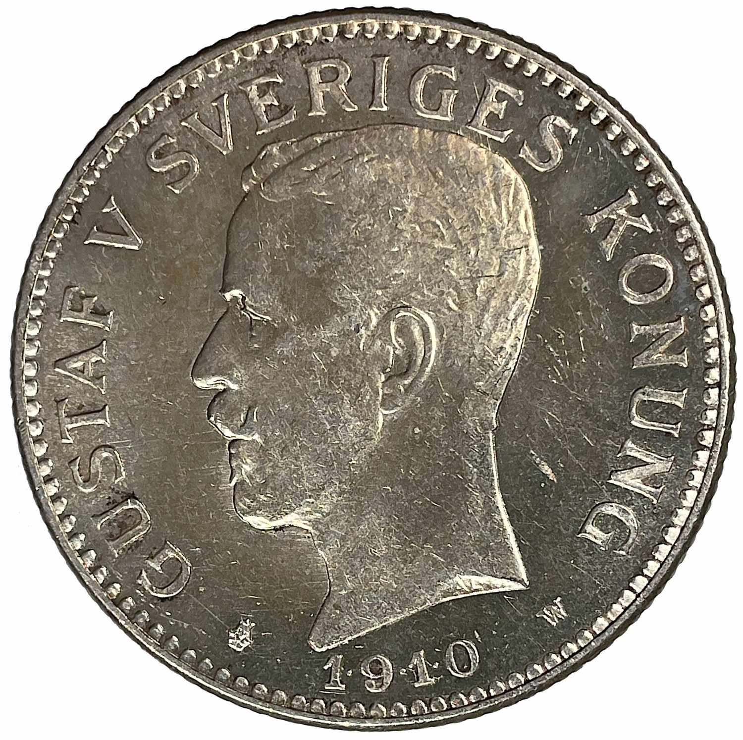 Gustav V, 2 Kronor 1910, Tilltalande exemplar med frostaktig relief och djup lyster