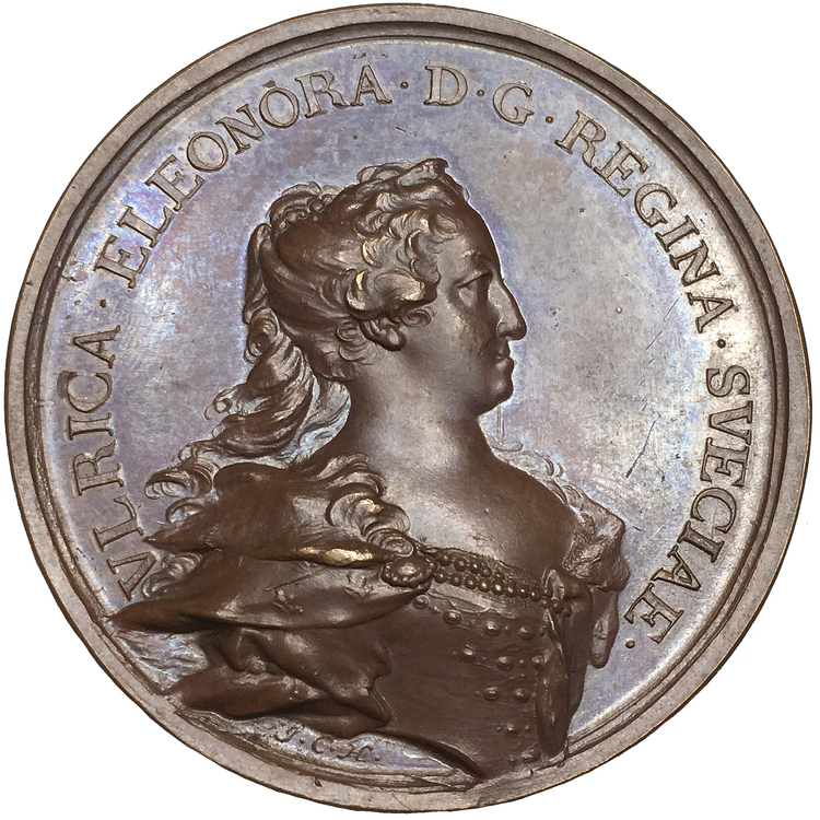 Ulrika Eleonora förestår regeringen inför Fredrik I:s resa till Hessen 1731 - XR - av Hedlinger