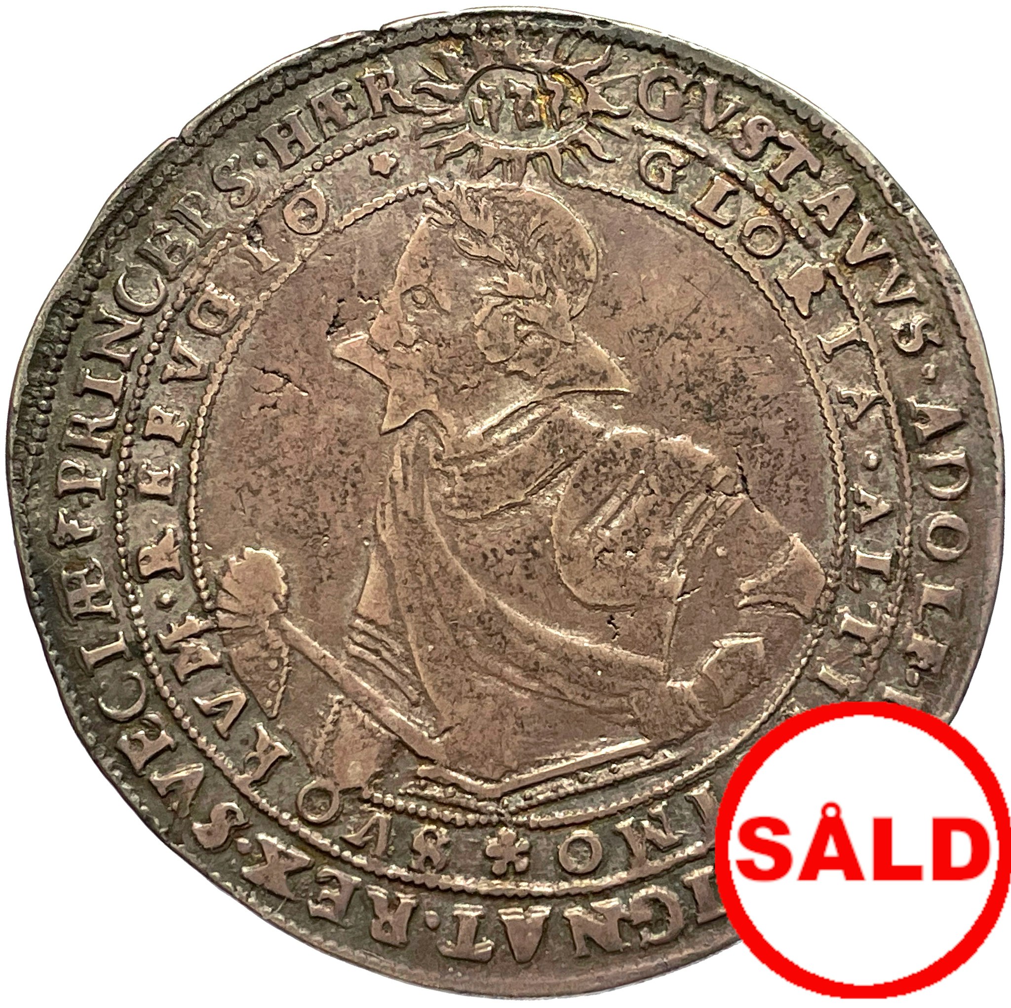 Gustav II Adolf, 4 Mark 1617 med HÆR - Vackert exemplar med fin originalpatina