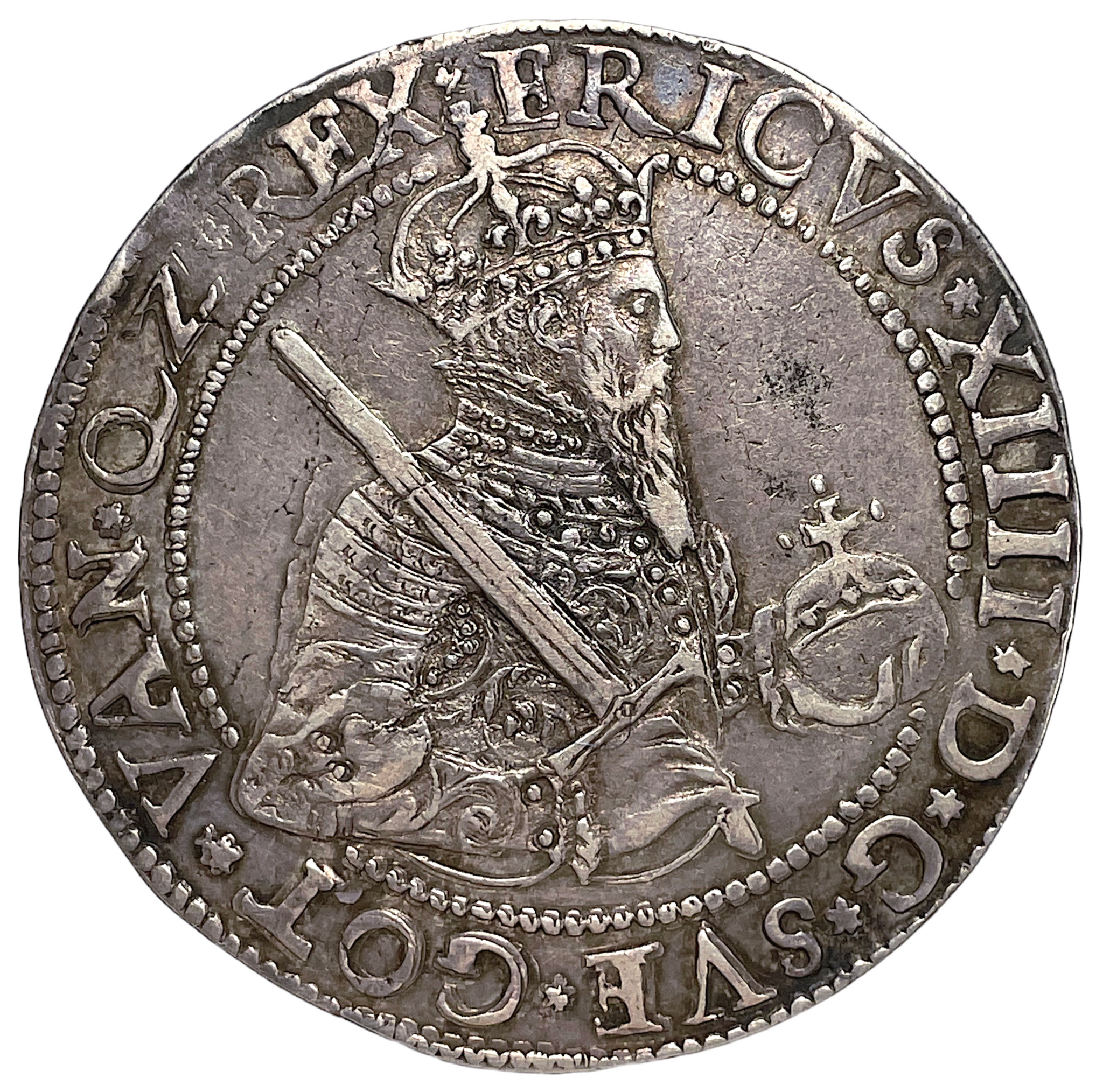 Erik XIV - Daler 1561 Stor bild - TOPPEXEMPLAR FÖR TYPEN - RAR I DENNA KVALITET