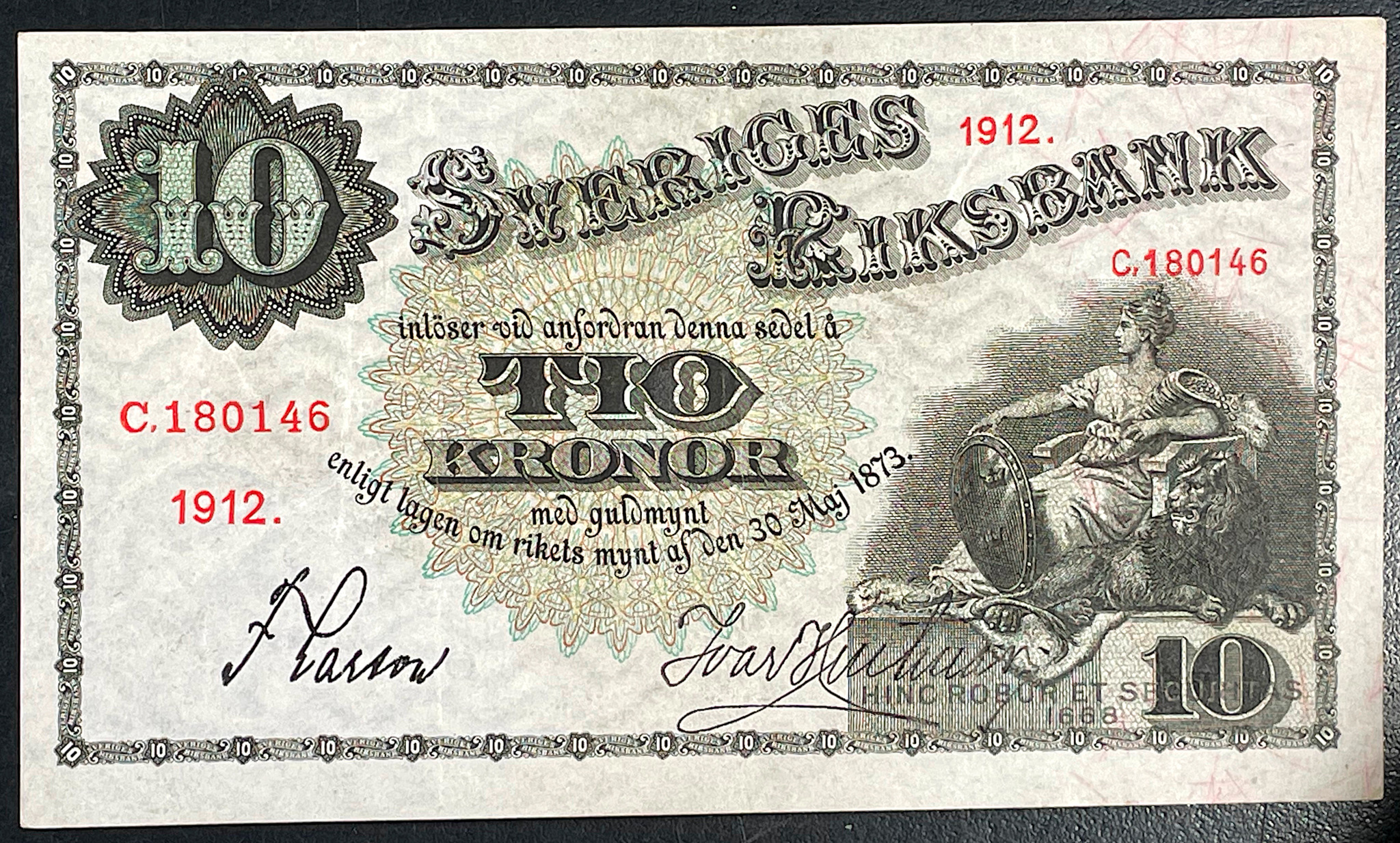 Gustav V - 10 kronorsedel 1912