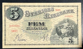 Oskar II - 5 Kronorsedel 1907