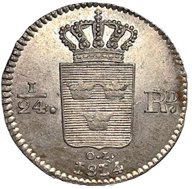 Karl XIII - 1/24 Riksdaler 1814 - Ett underbart ocirkulerat exemplar