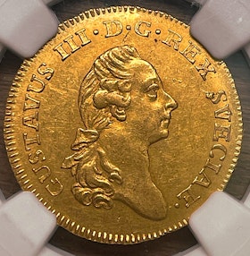 Gustav III - Dukat 1777 - Vackert exemplar - NGC MS 62