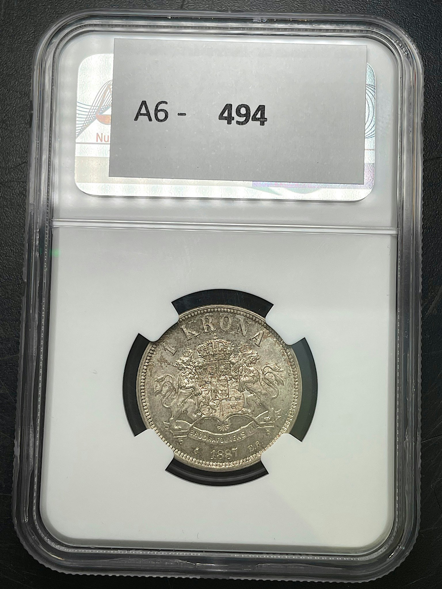 Oskar II - 1 Krona 1887 - Ett mycket vackert ocirkulerat exemplar - NGC MS63