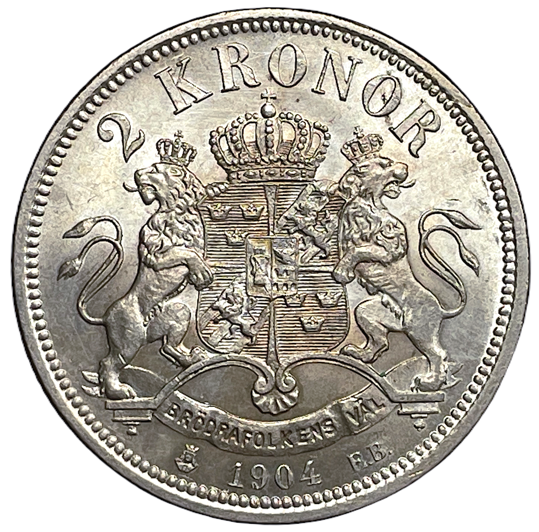 Oskar II - 2 Kronor 1904 - Ett vackert ocirkulerat exemplar