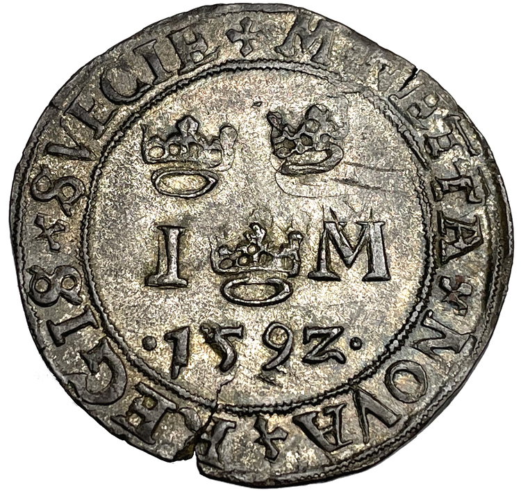 Johan III - Mark 1592 - Ocirkulerat TOPPEXEMPLAR