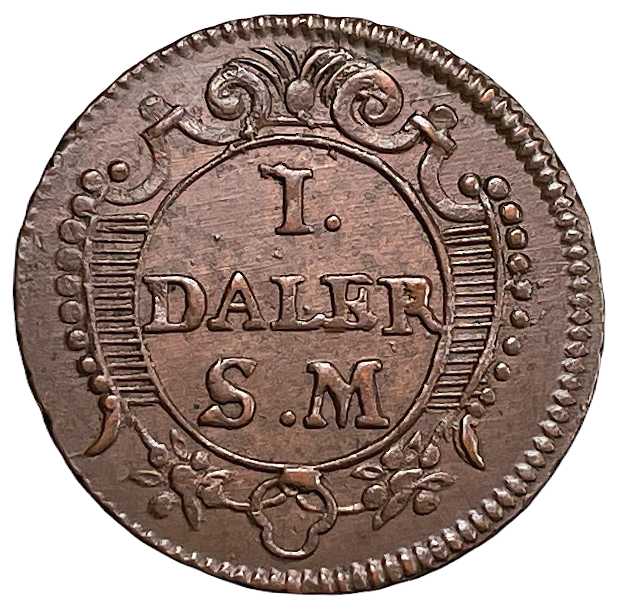 Karl XII - Nödmynt - 1 Daler SM 1718 - Mercurius - Vackert chokladbrunt exemplar