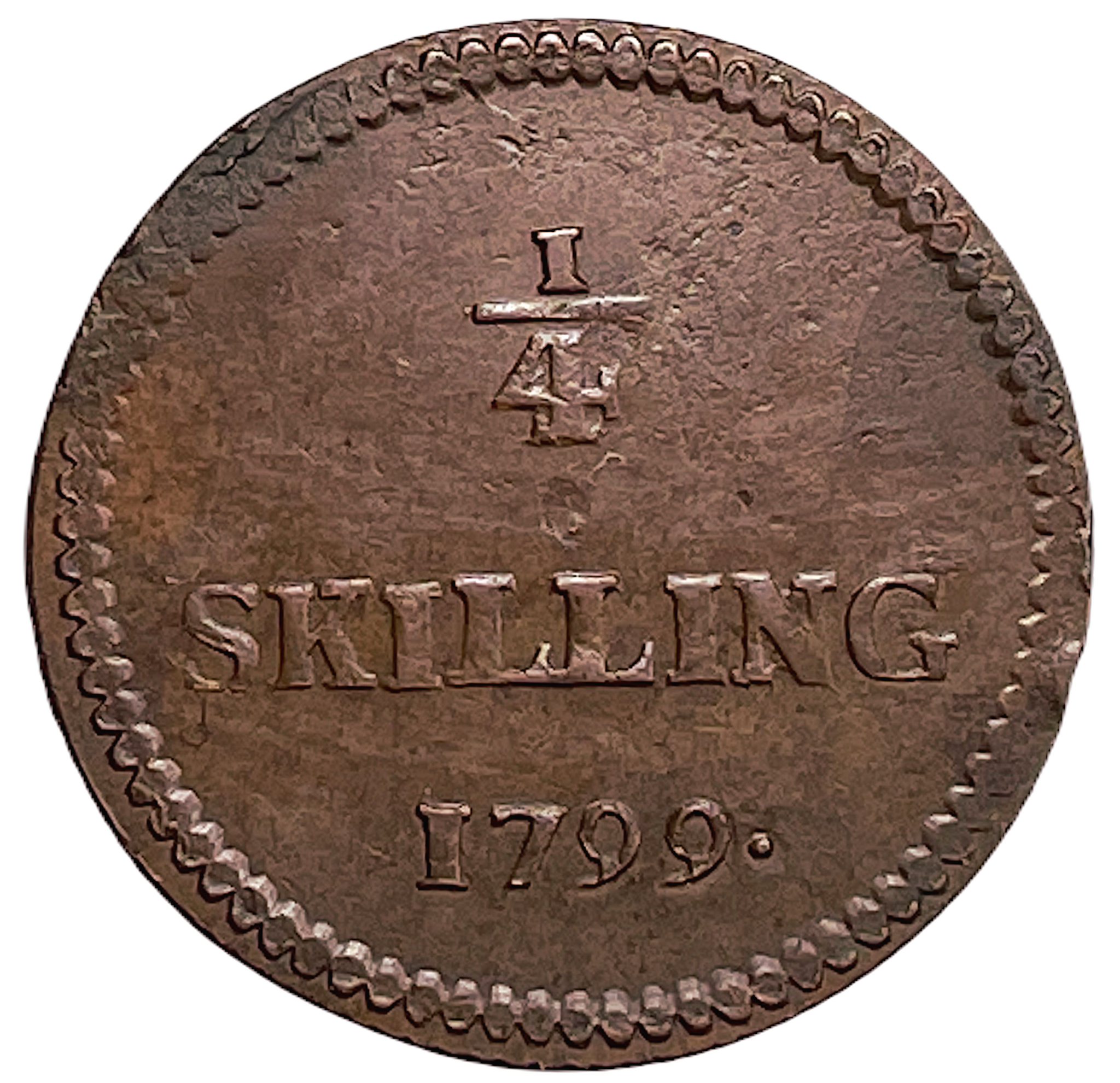 Gustav IV Adolf - 1/4 Skilling riksgälds 1799 - Ett vackert, välpräglat chokladbrunt exemplar